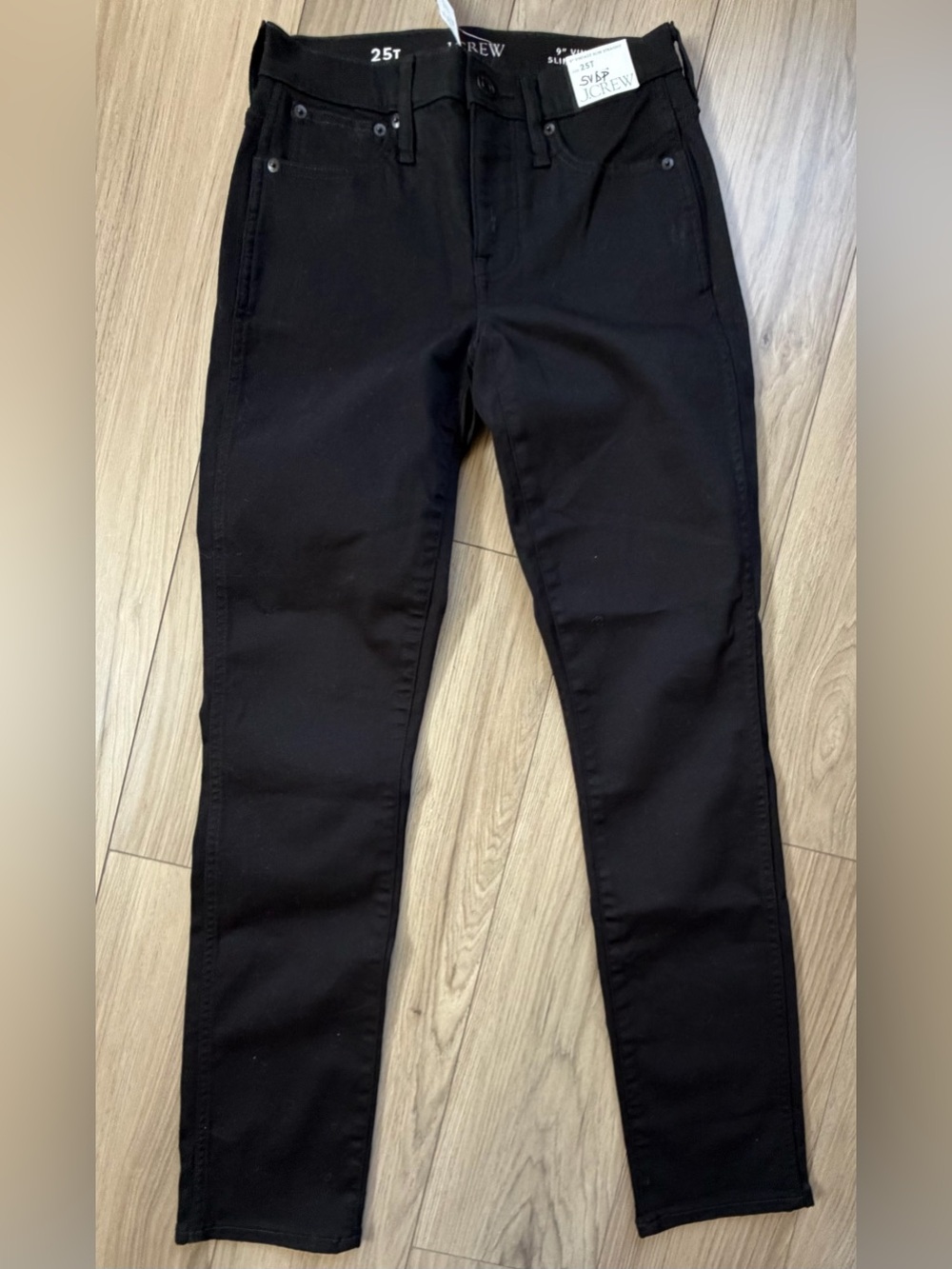 J. Crew Vintage Black Slim Straight Mid Rise Stretch Jeans Sz 25T